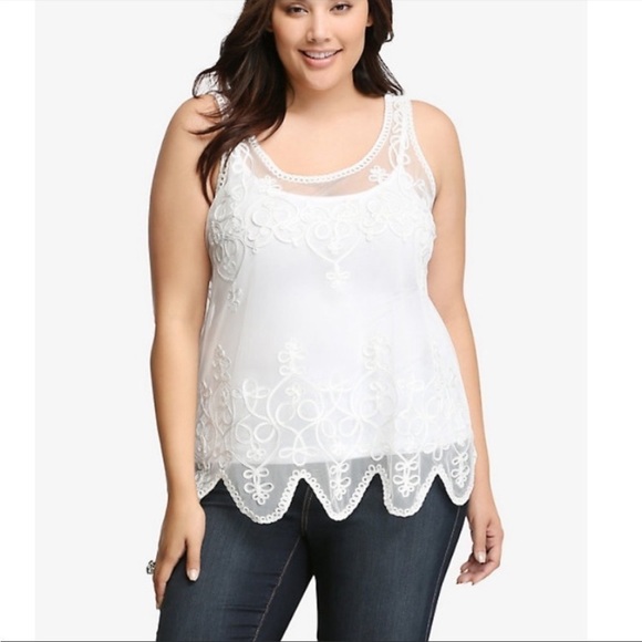 Nwt Torrid Lace Insert Embroidered Sleeveless Top - Picture 1 of 9